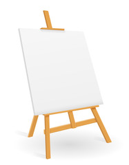 wooden easel for painting and drawing with a blank sheet of paper template for design vector illustration