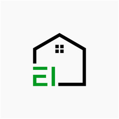 letter EI Line House Real Estate Logo. home initial E I concept. Construction logo template, Home and Real Estate icon. Housing Complex Simple Vector Log