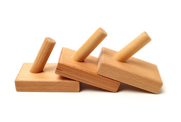 Wooden abstract wall hook isolated on white background