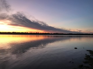 sunset over lake