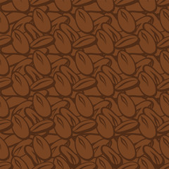 Vector cartoon pattern. Simple handful of cocoa beans. Brown, chocolate colors