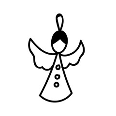 Vector illustration of the flying angel Christmas tree toy