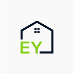 letter EY Line House Real Estate Logo. home initial E Y concept. Construction logo template, Home and Real Estate icon. Housing Complex Simple Vector Log