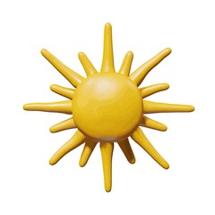Realistic yellow plastic summer sun 3D sculpture