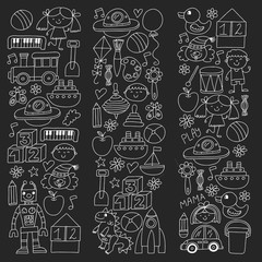 Kindergarten preschool school children. Kids drawing style vector pattern. Play grow learn together.