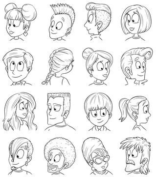 Menschen mit verschiedenen Frisuren - Vektor-Illustration