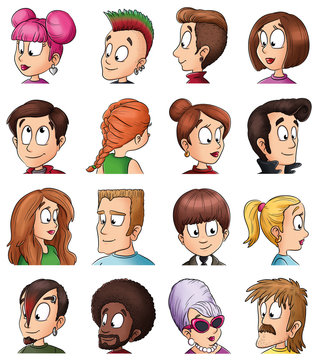 Menschen mit verschiedenen Frisuren - Illustration