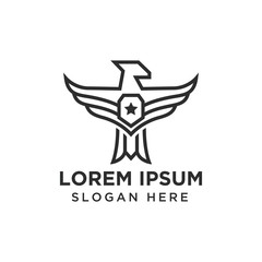 Eagle with shield logo design Vector
