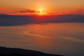 ガリラヤ湖の夕景　Israel