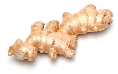 Raw ginger root isolated on a white background