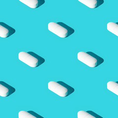 Seamless texture pattern. Pills on a green background. Set. Long harsh shadow from the summer sunshine