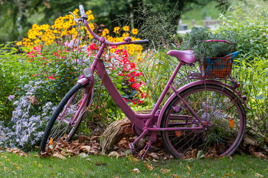 old decorated bicycle with flowers