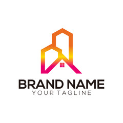 Creative logo design vector buildings with colorful styles