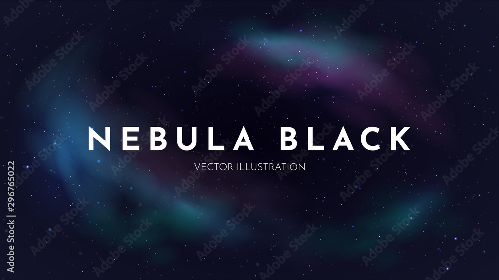 Poster vector realistic illustration. night cosmic sky. wallpaper. nebula in space. template for website or