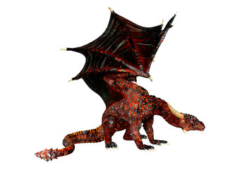 3D Rendering Fairy Tale Dragon on White