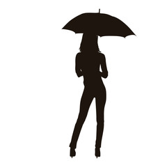 People with Umbrella Silhouette