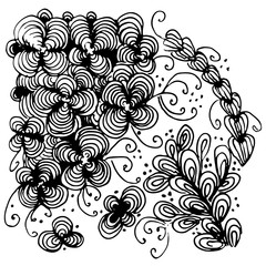 Hand drawn zentangle ornament. Black and white abstract pattern. Ink drawing imitation.