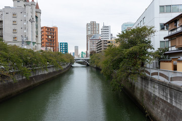 Obraz premium 川と街並み