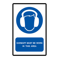 Earmuff Must Be Worn In This Area Symbol Sign Isolate on White Background,Vector Illustration