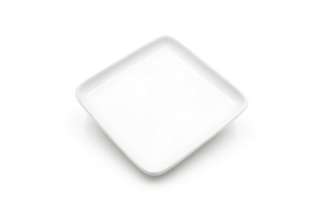 One square ceramic dish isolated on white background