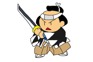 赤穂浪士　Chibi Japanese Samurai Character　on white background　