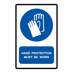 Obraz premium Hand Protection Must Be Worn Symbol Sign Isolate on White Background,Vector Illustration