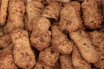 Sale of almond cookies in street market