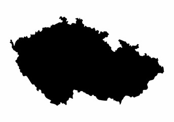 Czech Republic dark silhouette map isolated on white background