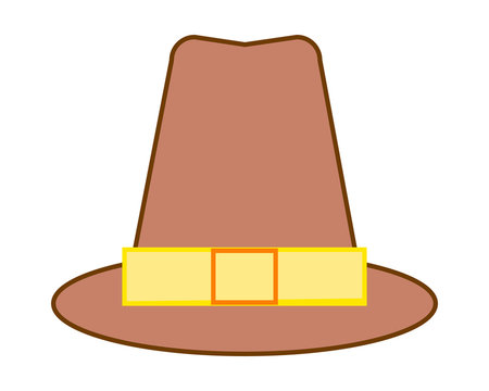 vector, simple icon with pilgrim hat shape