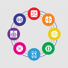 Obraz premium 8 colorful round icons set included zinc, sulphur, still, wisdom, greatness, fortitude, democracy, aqua