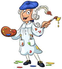 Künstler mit Farbpalette - Vektor-Illustration