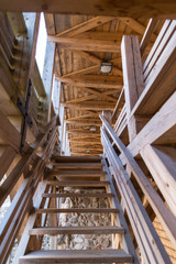 wooden staircase, an element of architecture, country western style