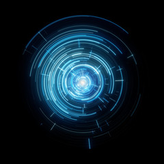 Neon Blue Glowing Futuristic Touch Screen User Interface, HUD Isolated On Black Background