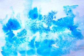 Ice cold snow blue turquoise frosty winter Christmas watercolor paint background texture