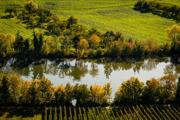 Fluss Neckar bei Mundelsheim im Herbst
