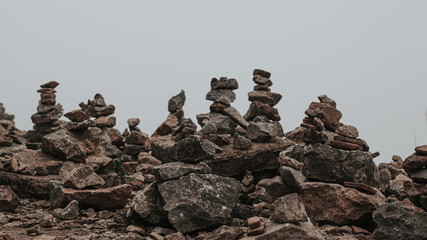 stone constructions in the form of a pyramid tower
