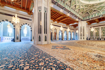 Beautiful carpet in prayer hall, the Sultan Qaboos Grand Mosque