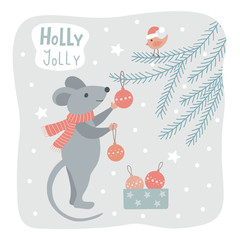 Christmas card with mouse.
