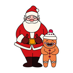 Obraz premium santa claus with gingerbread man on white background