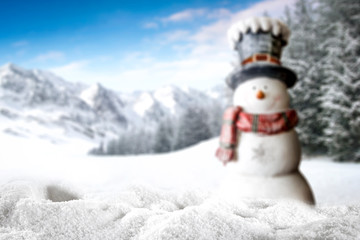 Obraz premium Winter background of snow and free space for your decoration 