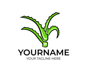 Aloe vera plants, logo design. Nature, aloe leaves, cosmetic and medical mean, vector design and illustration