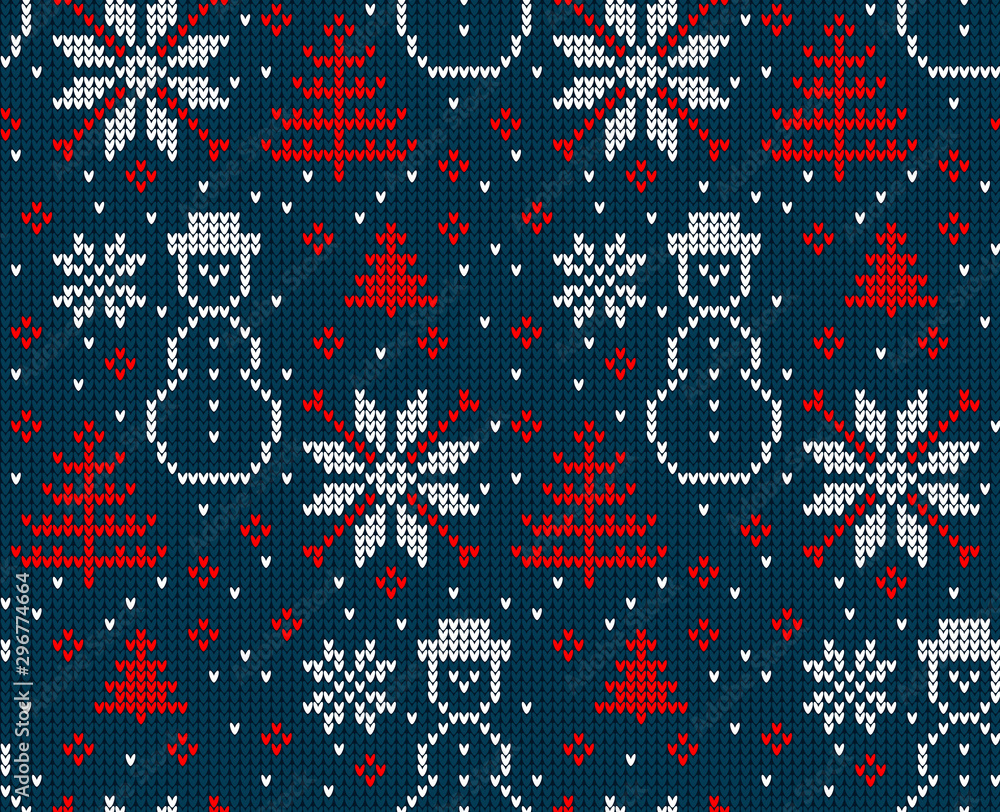 Wall mural Knitted Christmas and New Yearnorwegian jumper pattern - Wall murals