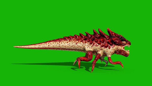 Dragon Bug Green Screen Halloween Monster Walkcycle Side Loop 3D Rendering Animation
