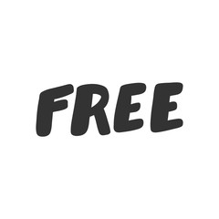 Free. Sticker for social media content. Vector hand drawn illustration design. 