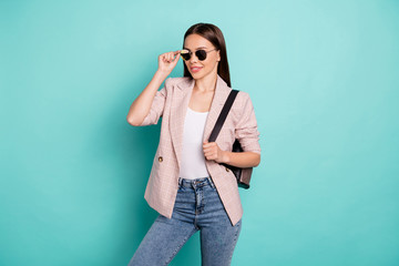 Portrait of her she nice-looking attractive lovely fashionable cheerful dreamy content...