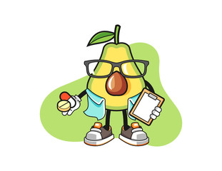 Avocado pharmacist mascot design vector. Cartoon character illustration for business, t shirt, sticker.