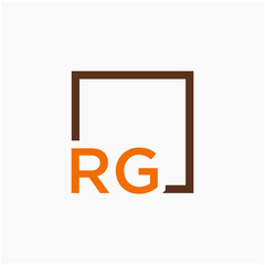 Letter RG Logo design with square frame line art. business consulting concept. studio,room,group icon. Suitable for business, consulting group company. - vector