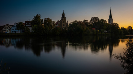 Fototapeta premium Sunset at the Neckar river, Rottenburg am Neckar / Germany
