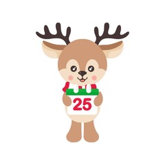 cartoon cute deer with scarf vector and christmas calendar