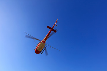 Agricultural helicopters flying in the air, China